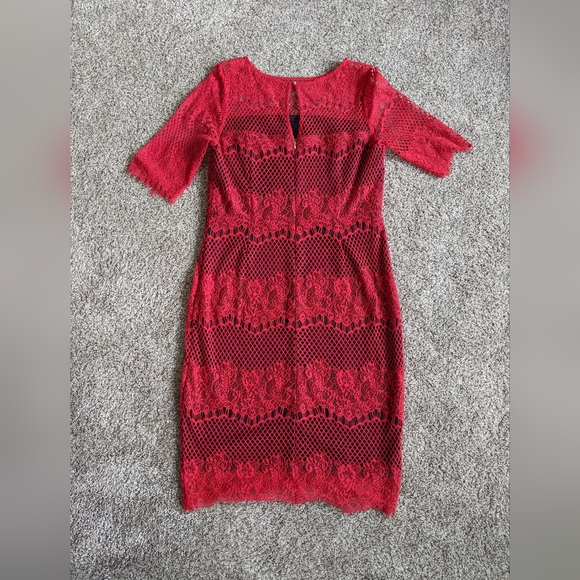 Women's Thalia Sodi red lace midi dress size large - Picture 2 of 5